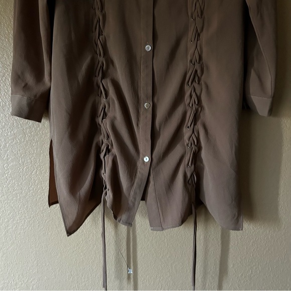 boohoo Tan Lace Up Shirt Dress - US Size 6 - Picture 8 of 8
